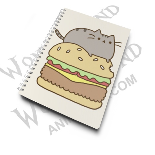 Скетчбук Пушин - Пушин на гамбургере / Pusheen the cat - Pusheen on a hamburger